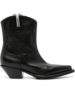 Premiata 50Mm Leather Cowboy Boots - Black