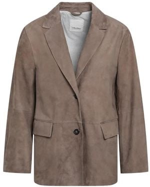 Max Mara Anfora Buttoned Leather Jacket - Brown