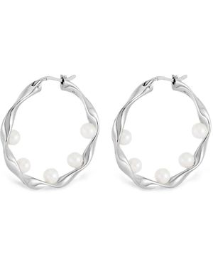 Dower & Hall Waterfall Baroque Pearl Hoops - White