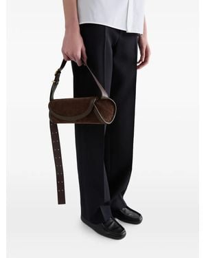 Jil Sander Small Cannolo Suede Clutch Bag - Black