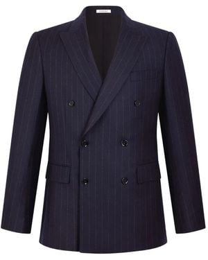 Fursac Pinstriped Double-Breasted Blazer - Blue