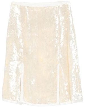 Jil Sander Velvet-Finish Midi Skirt - Natural