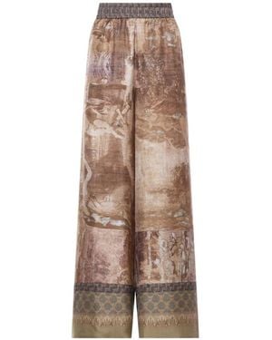 Pierre Louis Mascia Graphic-Print Palazzo Trousers - Natural