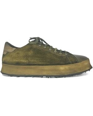 shotof Distressed-Effect Platform Sneakers - Green