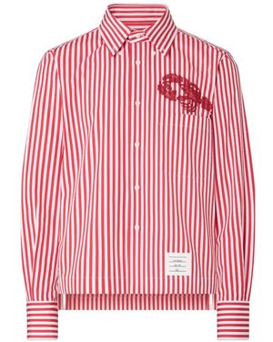 Thom Browne Poplin University Stripe Lobster Shirt - Pink