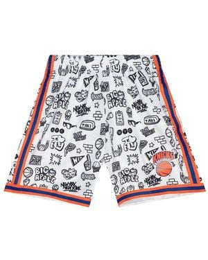 Mitchell & Ness Pattern Shorts - White