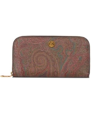 Etro Arnica Paisley-Print Zip-Around Wallet - Brown
