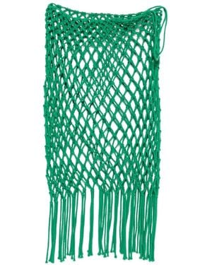Frankie Shop Tropea Macramé-Knit Fringed Midi Skirt - Green