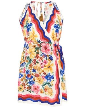FARM Rio Floraline V-Neck Wrap Mini Dress - White