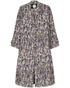 forte_forte Abrigo Largo Con Estampado En Jacquard - Gris