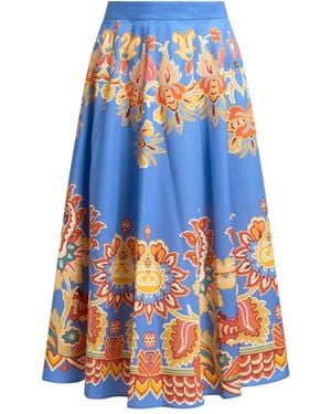 Etro Printed Cotton Midi Skirt - Blue