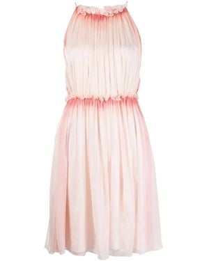 Alberta Ferretti Ruffled-halterneck Silk Dress - Pink