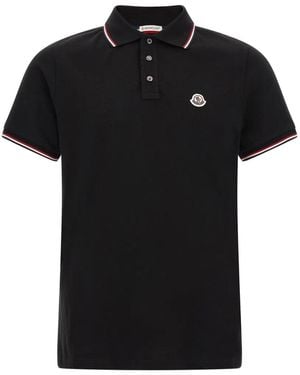 Moncler Logo-Patch Tipped Polo Shirt - Black