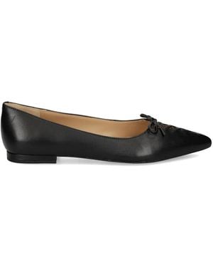Ralph Lauren Lace-Up Pointed-Toe Ballet Flats - Black