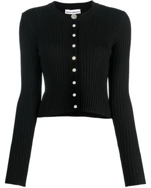 Rabanne Ribbed Wool-Blend Cardigan - Black