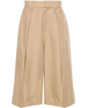 Loewe Pleated Pressed-Crease Cropped Pants - Natural