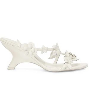 Jonathan Simkhai Willow Floral-Appliqué Leather Sandals - White