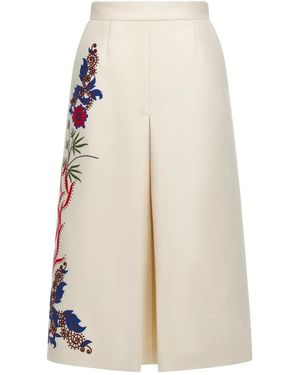 Roberto Cavalli Floral-Embroidered Midi Skirt - White