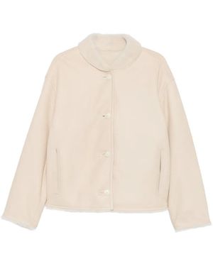 Yves Salomon Leather Button-Up Jacket - Natural