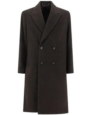 Paul Smith Herringbone Double-Breasted Coat - Black