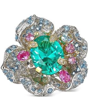 Anabela Chan Bloom Ring Aus 14Kt Weißgold Und Rhodium-Vermeil Mit Schmucksteinen