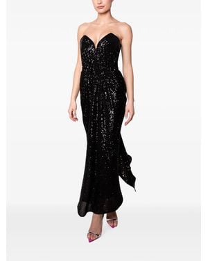 IMROSKA Vestido De Fiesta Con Lentejuelas Y Cordones - Negro
