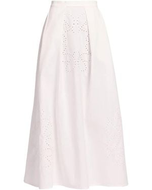 Elie Saab Monogram-Embroidered Skirt - White