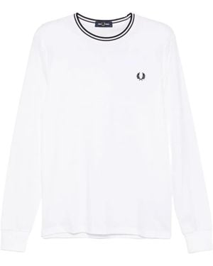 トップス Sleeve Slit Long T-shirts FRED PERRY T-shirts FRED PERRY Taped Long Sleeve T-shirt Black | Footshop