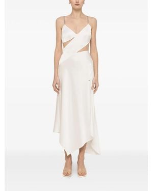 Nissa Robe Mi-Longue À Bretelles Ornées De Cristaux - White