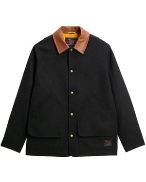 Woolrich Abrigo Barn Con Cuello En Contraste - Negro