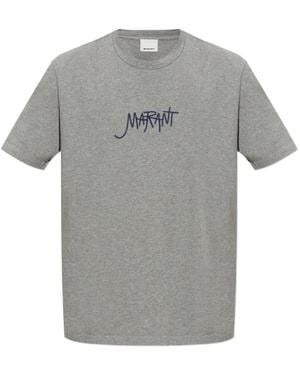 Isabel Marant Honore Logo-Embroidered T-Shirt - Grey