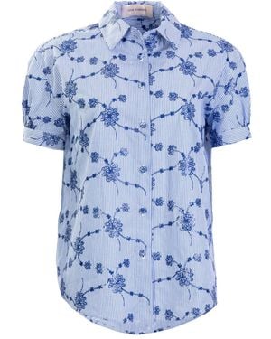 Silvia Tcherassi Ileana Embroidered-Floral Blouse - Blue