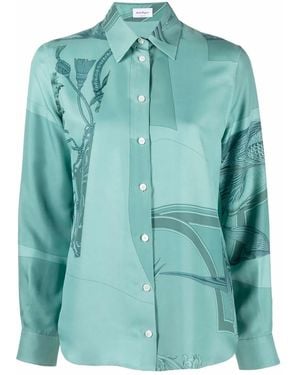 Ferragamo Graphic-Print Silk Shirt - Green