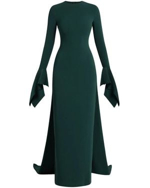 Solace London Blake Draped Crepe Gown - Green