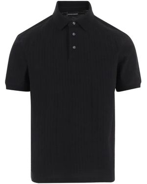 Emporio Armani Textured Polo Shirt - Black