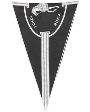 Fendi Equestrian-Print Triangular Scarf - Black
