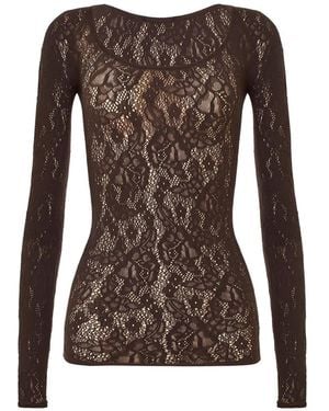 Wolford Camiseta Infinite Rose De Manga Larga - Marrón