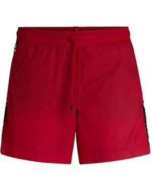 HUGO Logo-Tape Swim Shorts - Red
