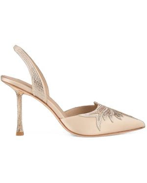 Kat Maconie Karina Crystal-Embellished Slingback Court Shoes - Natural