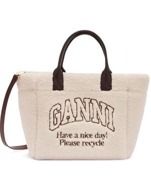 Ganni Logo-Detail Tote Bag - Natural