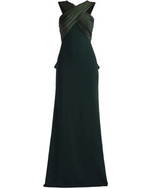 Tadashi Shoji Criss-Coss Detail Ruffled Maxi Dress - Black