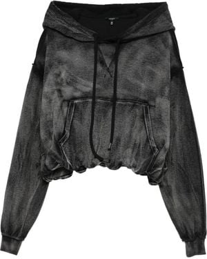 R13 Sudadera con capucha y efecto lavado - Negro