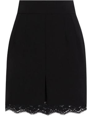 【関税＆送料込み】Dolce & Gabbana Black Wool Mini Skirt Double crepe miniskirt with DG embellishment in Black for