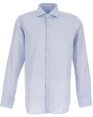 Bagutta Button-Fastening Long-Sleeve Shirt - Blue