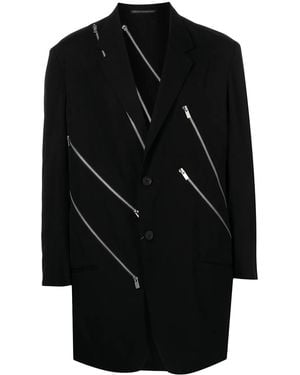Yohji Yamamoto Zip-Detail Single-Breasted Blazer - Black