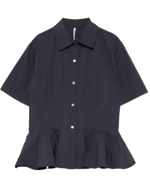 Liviana Conti Peplum-Hem Short-Sleeve Shirt - Blue