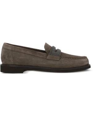 Brunello Cucinelli Suede Horsebit Loafers - Gray