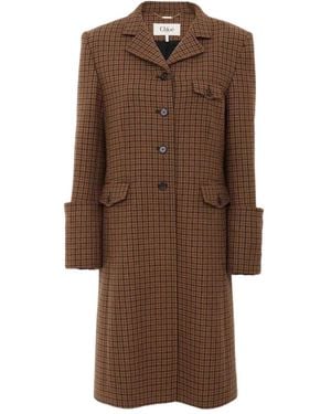 Chloé Wool houndstooth single-breasted coat - Braun