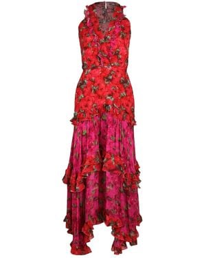 Saloni Abito Midi Jolie A Fiori - Rosso