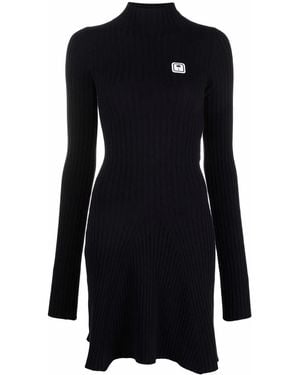 Palm Angels Logo Patch Knitted Dress - Black